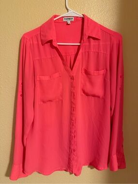 Express Coral Pink Portofino Button-Up Blouse